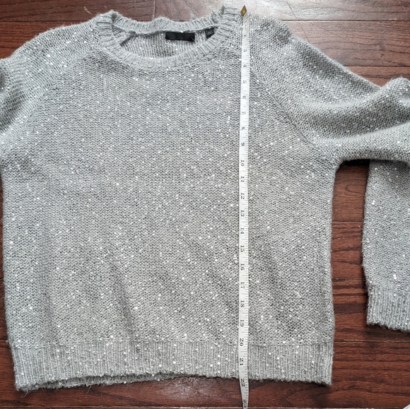 BNWT ATM Wool Blend Long Sleeve Sequin Sweater - Fog - Picture 7 of 10